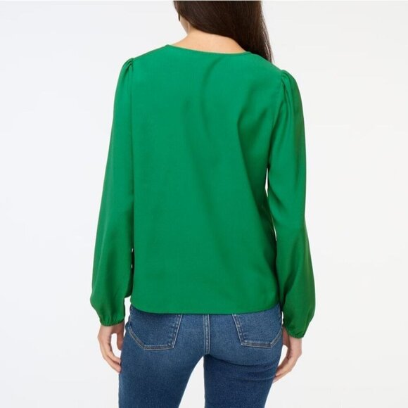 J.Crew Petite keyhole Top Long Sleeve Deep Emerald Women Size Medium Petite - Picture 3 of 15